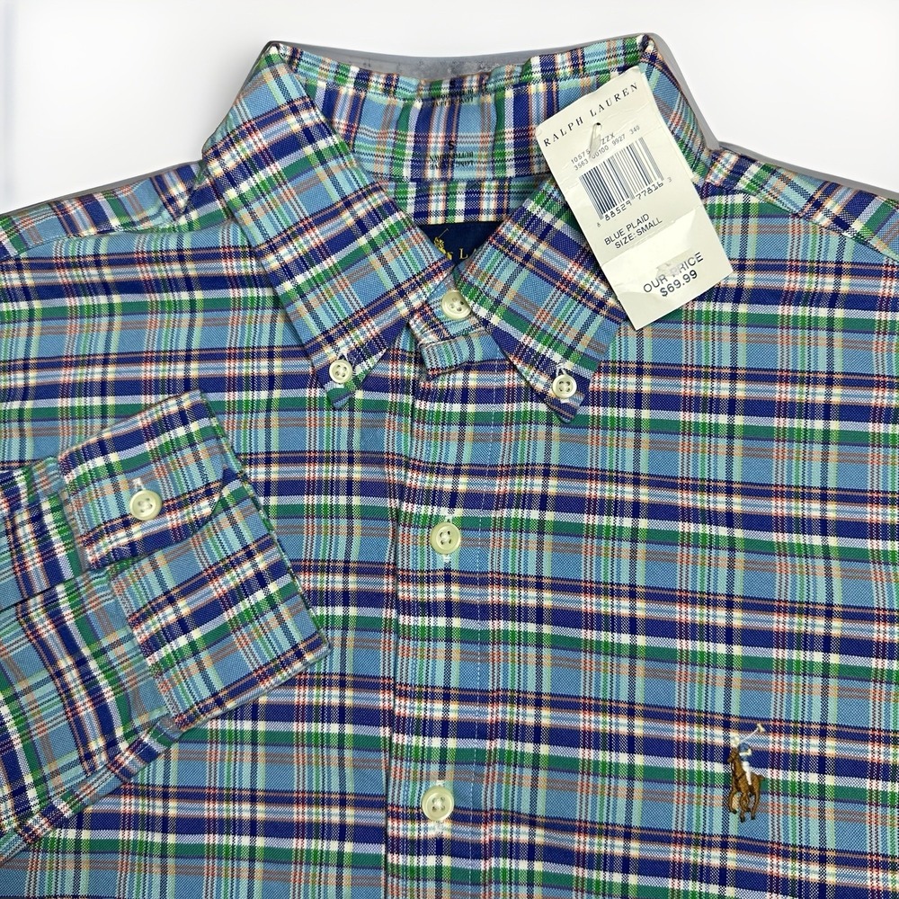 NEW Polo Ralph Lauren Shirt Mens Small Colorful Plaid Oxford OCBD Flesh Pony